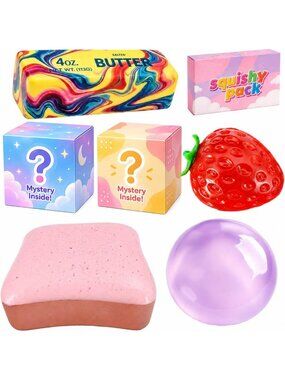 6-Pack Coconut Oil Squishy Butter Stress Relief Toys - Soft & Fun Sensory Play